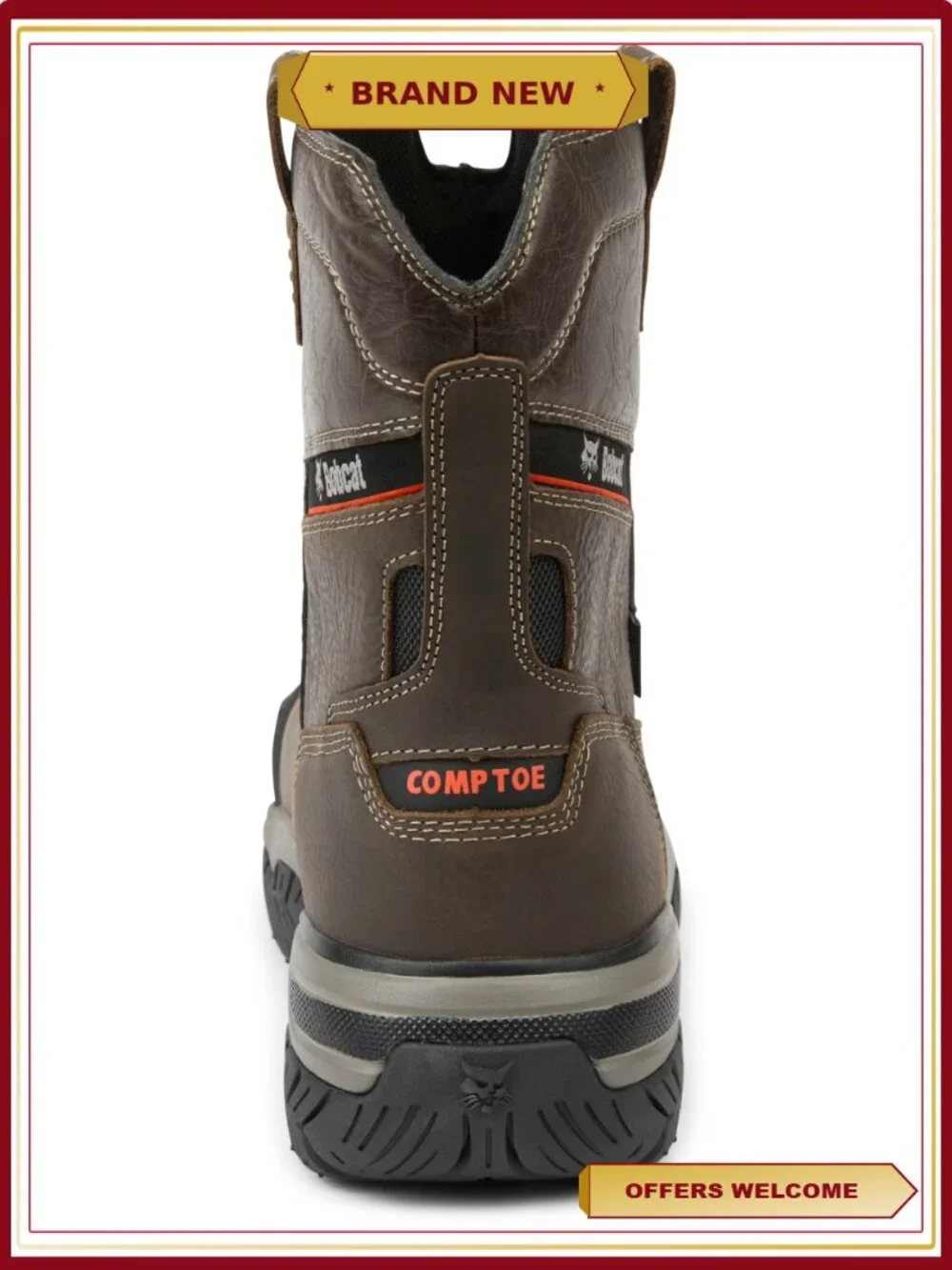 Waterproof Pull-On Composite Toe Work Boots Men's Size 10.5 Slip Resistant